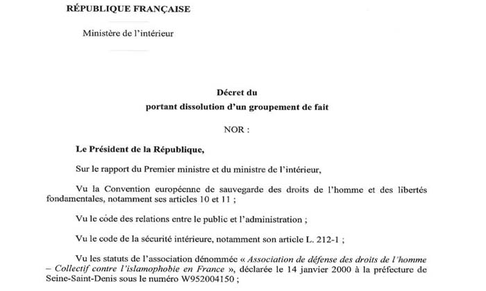 Ce que dit le décret de dissolution du CCIF, ce que l'association contre l'islamophobie répond